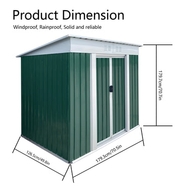 Spacious 6FTx4FT Outdoor Storage Shed With Pent Roof In Green - Perfect For Organizing Garden Equipment And Tools