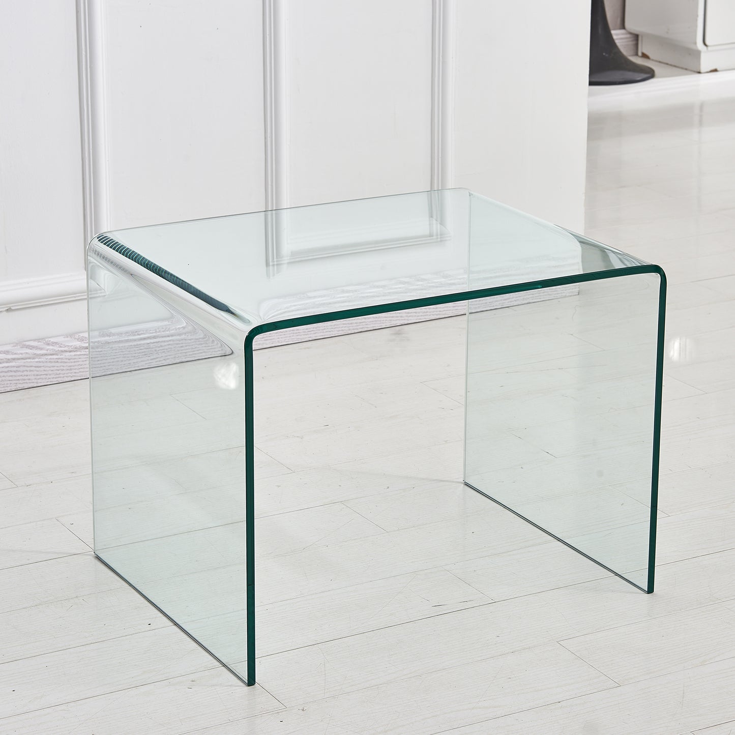 Small Clear Glass Side Table Tempered Glass End Table Modern Coffee Table for Living Room Bedroom