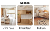 Chinese Style White Solid Wood Imitation Rattan Rectangular Coffee Table Small Living Room Low Table