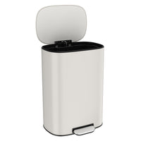 13 Gallon 50L Kitchen Foot Pedal Trash Can Soft Close Stainless Steel White Ellipse Bin