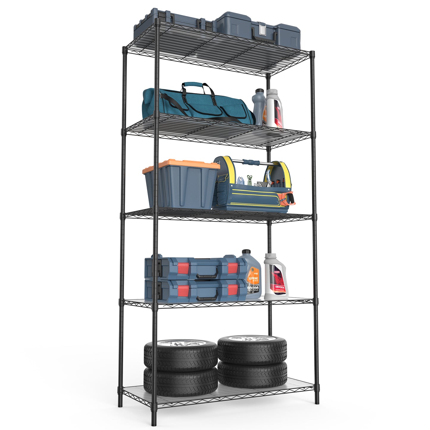 5 Tier Heavy Duty Wire Shelving Unit 72 Inch Height Adjustable Storage Rack for Kitchen Garage Office Organization