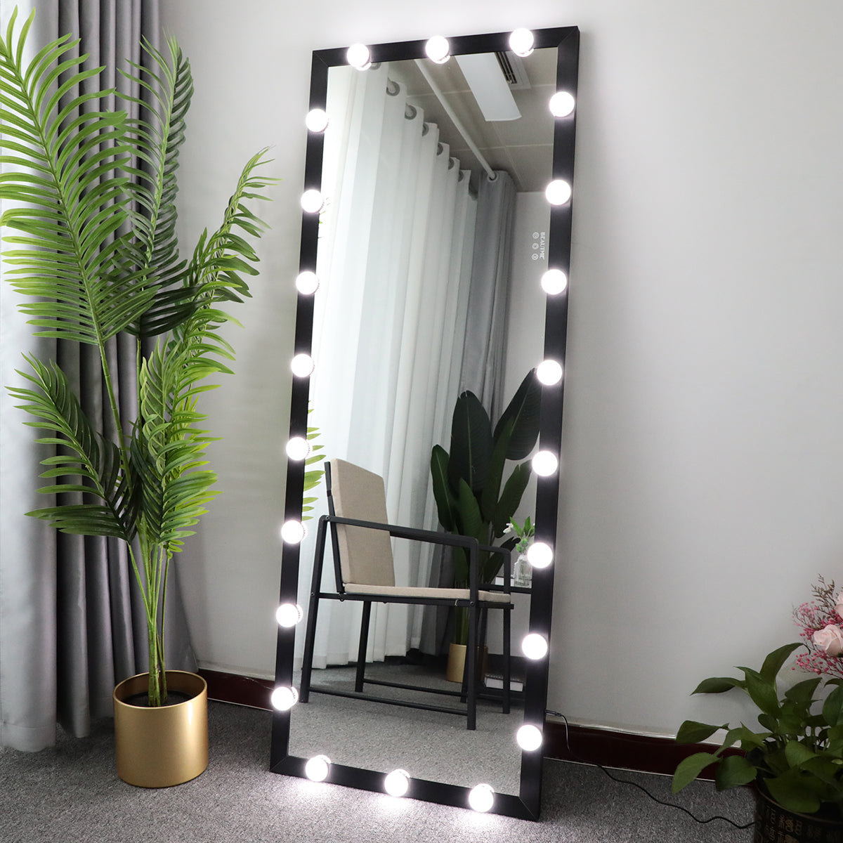 Full Length Mirror with Lights 3 Color Modes Lighted Standing Floor Mirror for Dressing Room Bedroom Wall Mounted Touch Control 63x24inch