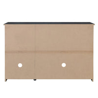 Retro 3-Door Accent Cabinet with Rattan Doors and Metal Handles for Living Room and Hallway Antique Black