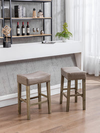 Counter Height 26" Bar Stools for Kitchen Counter Backless  Faux Leather Stools Farmhouse Island Chairs (26 Inch, Gray, Set of 2)