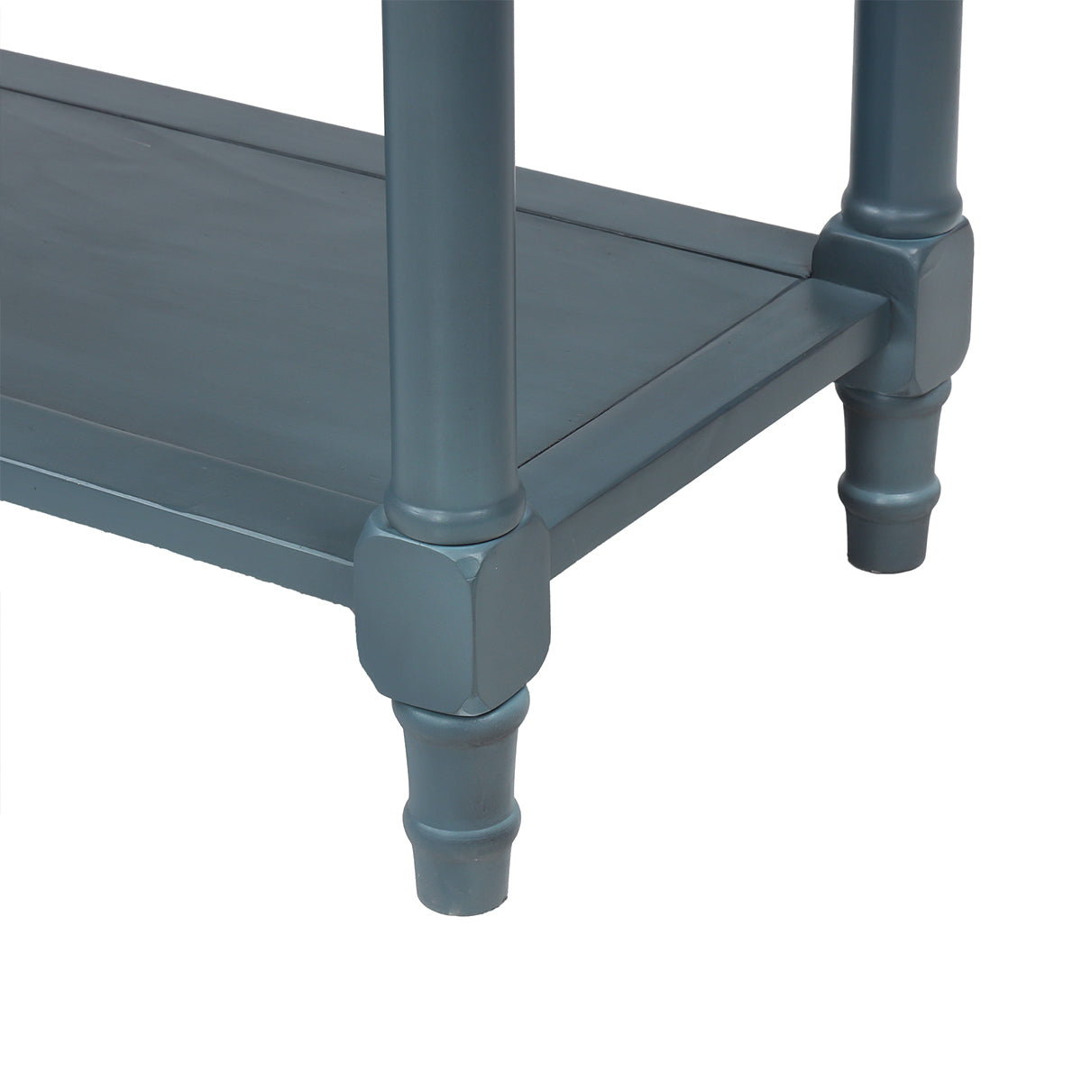 Traditional Console Table with Two Drawers and Bottom Shelf in Navy Finish
