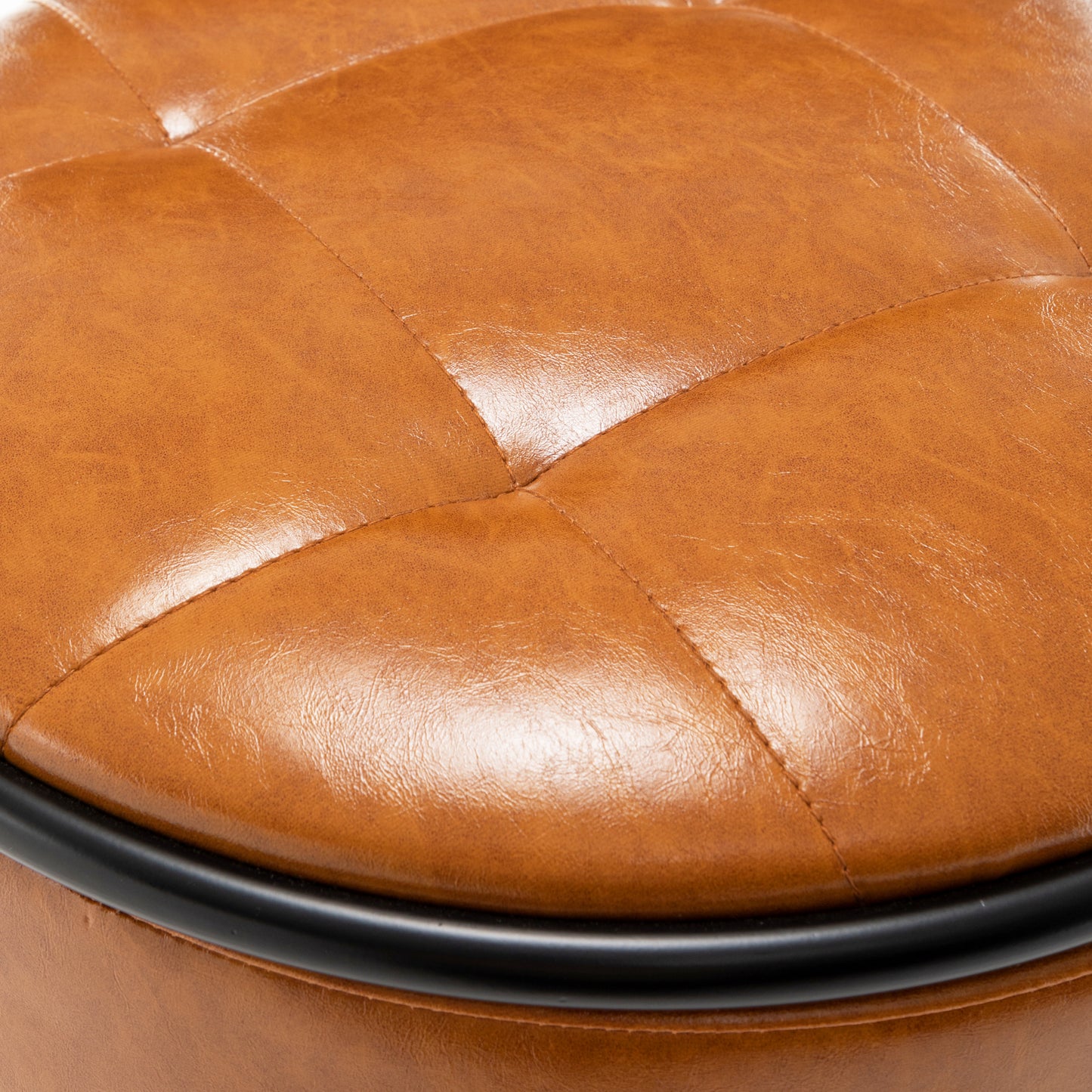 Adjustable Brown Faux Leather Bar Stool Set of 2 360° Swivel Armless Counter Height Chairs for Kitchen Dining Living Room