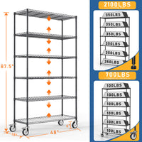 6 Tier Wire Shelving Unit Heavy Duty Storage Rack Adjustable Shelves for Kitchen Garage Office Organization