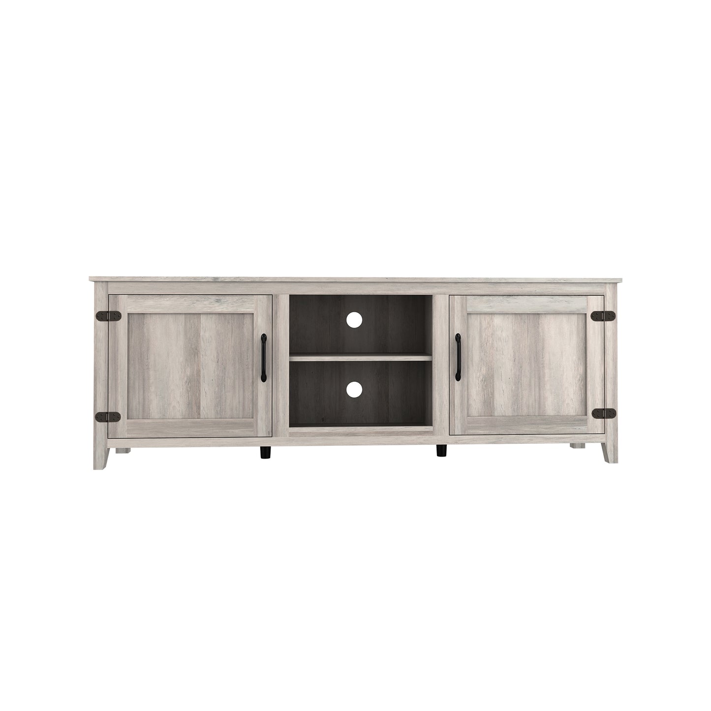 TV Stand Storage Media Console Entertainment Center with Two Doors in Grey Walnut Finish