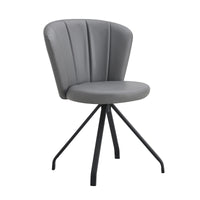 Gray 360 degree  Swivel Makeup Chair PU Vanity Chair Upholstered with Black Metal Legs for Home Office Dining Room Bedroom