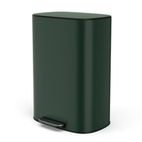 13 Gallon 50L Kitchen Foot Pedal Soft Close Trash Can Stainless Steel Ellipse Design Green