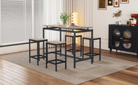 TREXM 5-Piece Compact Bar Table Set with Table and Stools - Modern Industrial Design, Space-Saving Furniture for Dining Room and Breakfast Nook (OAK)