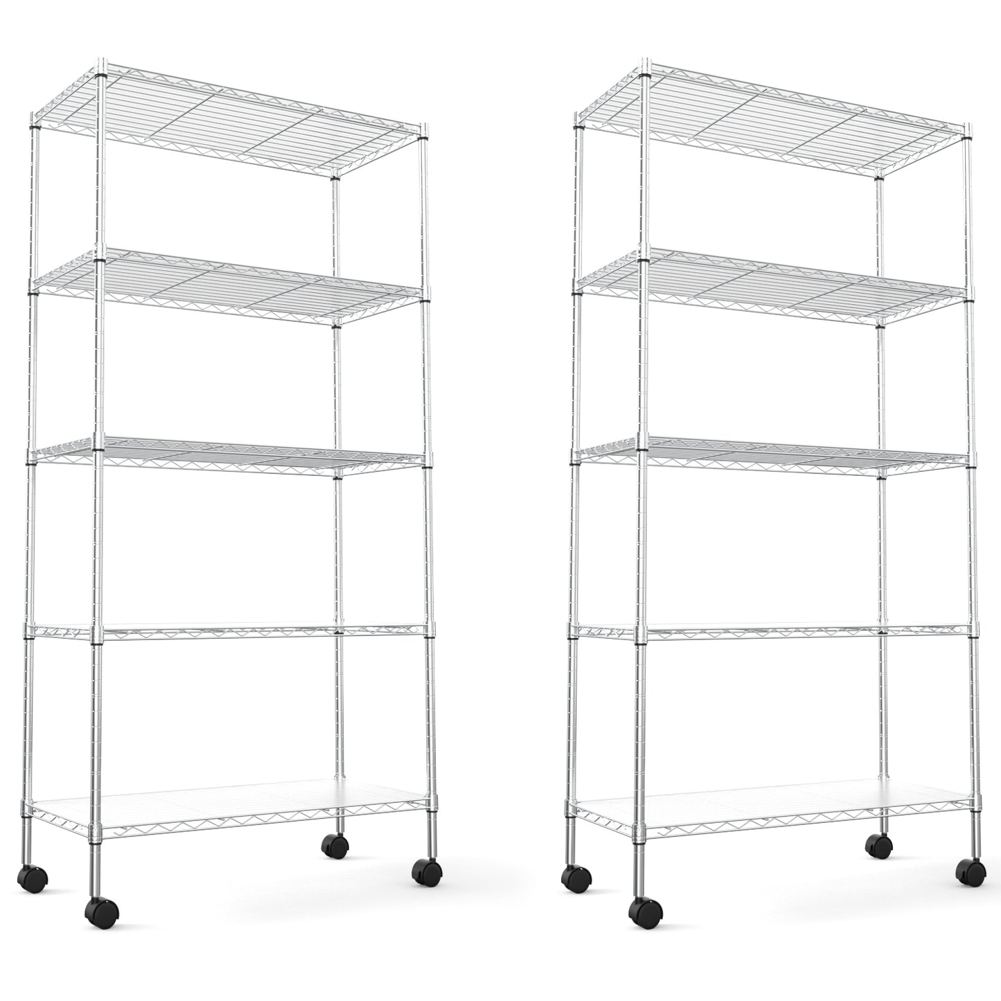 5 Tier Heavy Duty Wire Shelving Unit Adjustable Metal Storage Shelves for Garage Kitchen Office Commercial Use Chrome Finish