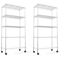 5 Tier Heavy Duty Wire Shelving Unit Adjustable Metal Storage Shelves for Garage Kitchen Office Commercial Use Chrome Finish