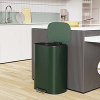 13 Gallon 50L Kitchen Foot Pedal Soft Close Trash Can Stainless Steel Ellipse Design Green