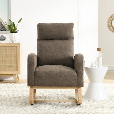 Modern Accent High Backrest Living Room Lounge Arm Rocking Chair with Two Side Pockets 27.6 Inch