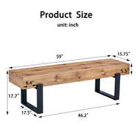 59 Inch Farmhouse Dining Bench for Kitchen Entryway Industrial Shoe Storage Bed Bench