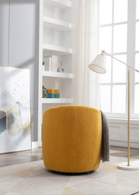 Teddy Fabric Swivel Accent Barrel Chair with Metal Ring Yellow Modern Design for Living Room