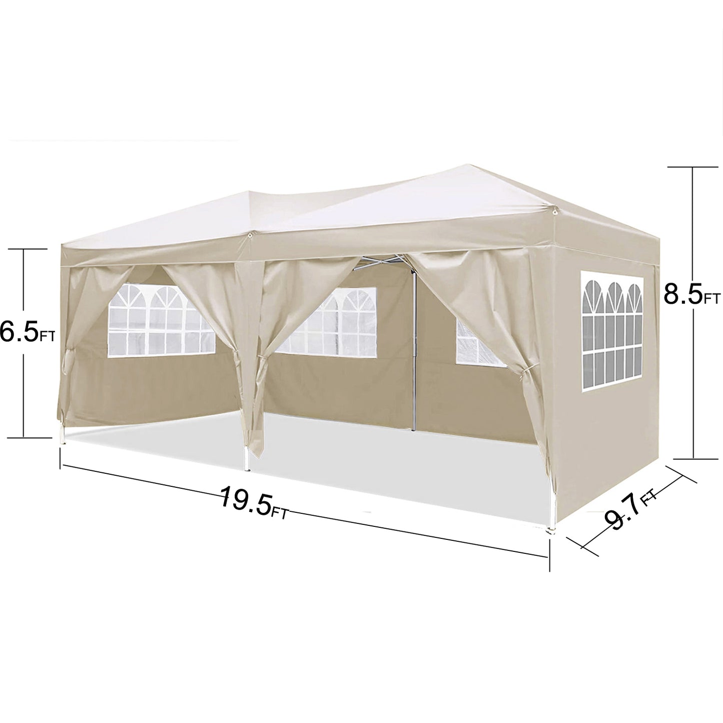 10'x20' EZ Pop Up Canopy Outdoor Portable Party Folding Tent with 6 Removable Sidewalls + Carry Bag + 4pcs Weight Bag