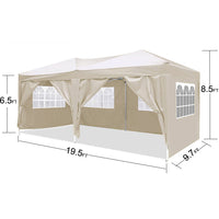 10'x20' EZ Pop Up Canopy Outdoor Portable Party Folding Tent with 6 Removable Sidewalls + Carry Bag + 4pcs Weight Bag