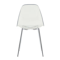 Modern Minimalist Transparent Dining Chair Set 6pcs Armless Nordic Makeup Stool with Silver Plated Metal Legs