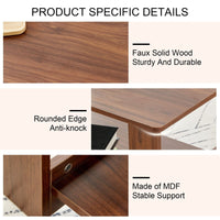 Minimalist Walnut Double Layered Rectangular Coffee Table 19.6"x35.4"x16.5"