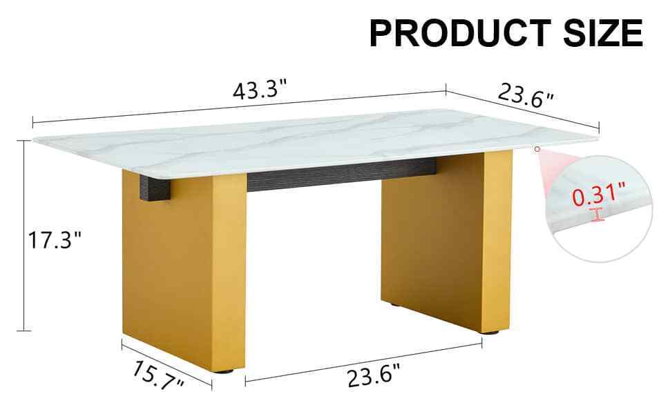 Modern Minimalist Tempered Glass Coffee Dining Table with Golden MDF Columns