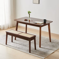 Hand Woven Cane Seat Bench - 40" Solid Wood Bench for Dining, Entryway