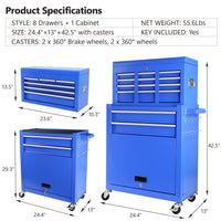 Rolling Tool Chest with Wheels and 8 Drawers, Detachable Large Tool Cabinet