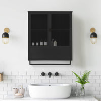 Modern Two-Door Wall Cabinet with Enclosed Storage Open Shelf and Towel Rack