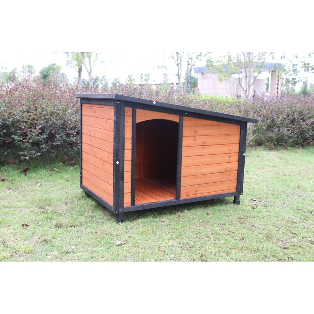 46" Pet Large Dog House Outdoor Indoor Warm Wooden Kennel Weatherproof