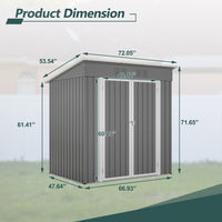 6'x4' Outdoor Metal Storage Shed for Garden Tools Lockable Door