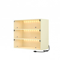 Stackable LED Shoe Storage Box - Display Up to 9 Pairs - Glass Doors