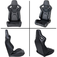 2Pcs Black Universal Racing Seats PU Leather Bucket Seats For Jeep Pickup Ford