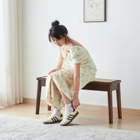 Hand Woven Cane Seat Bench - 40" Solid Wood Bench for Dining, Entryway