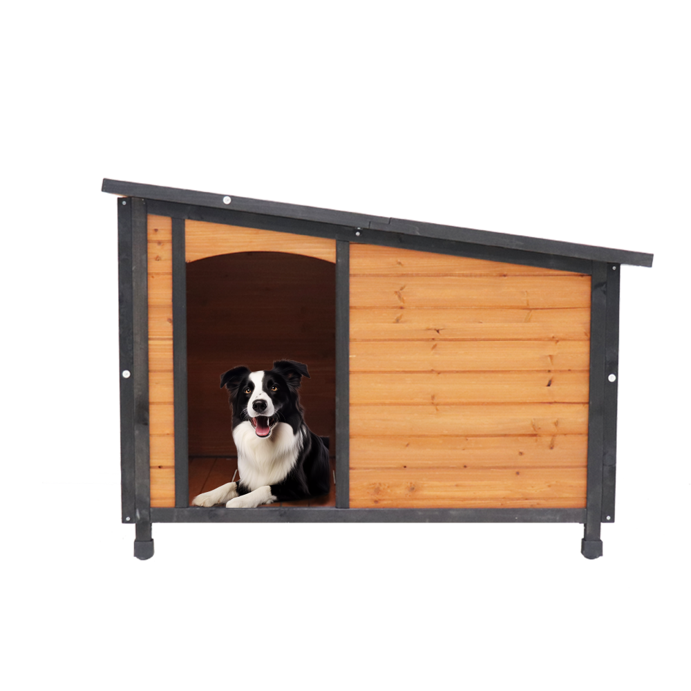 46" Pet Large Dog House Outdoor Indoor Warm Wooden Kennel Weatherproof