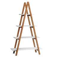 Solid Bamboo Wood A-Frame Ladder Display Bookshelf, 4-Tier Open Shelves