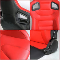 2Pcs Red Universal Bucket Seats Racing Seats Adjustable Seats with 2 Sliders