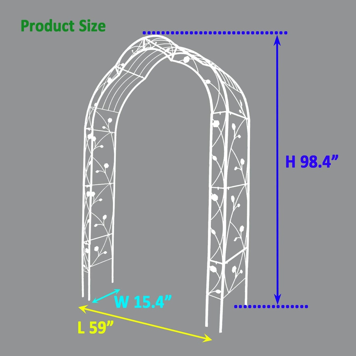 Freestanding Metal Garden Arch with 8 Styles, Climbing Plant Support