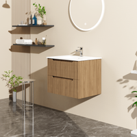 24" Wall-Mount Floating Bathroom Vanity Cabinet with Soft-Close Drawers