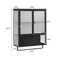 Modern Two-Door Wall Cabinet with Enclosed Storage Open Shelf and Towel Rack