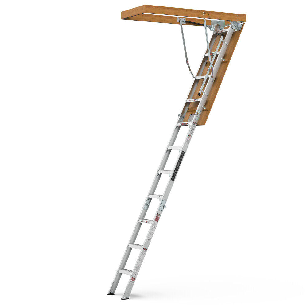 Household Aluminum Attic Ladder 25" X 54" ,350lbs Capacity, 7-10 Ft