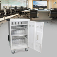 Mobile Charging Cart and Cabinet for Tablets Laptops 30-Device With Lock