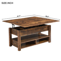 Lift Top Coffee Table Multi-Functional with Open Shelves Rustic Brown