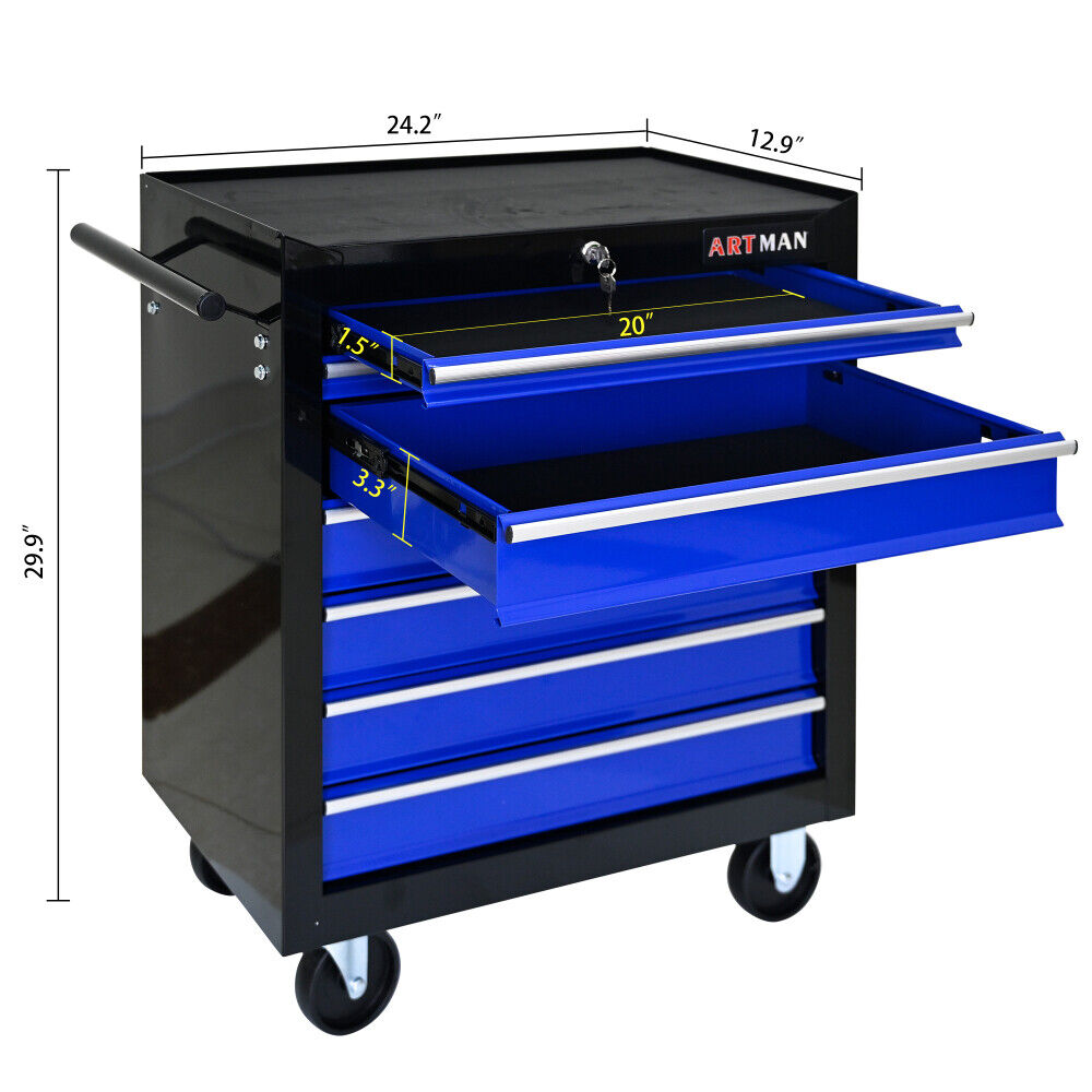 7 DRAWERS MULTIFUNCTIONAL TOOL CART WITH WHEELS