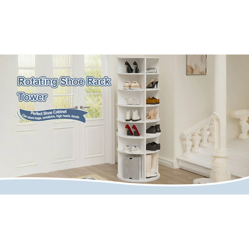 Rotating Shoe Rack Tower, 7-Tier Spinning Shoe Rack, 360° Revolve Shoe Organizer