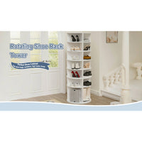 Rotating Shoe Rack Tower, 7-Tier Spinning Shoe Rack, 360° Revolve Shoe Organizer