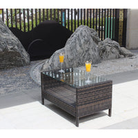 Outdoor Patio Coffee Table, Weather-Resistant Wicker & Tempered Glass