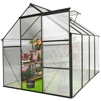 6x8 FT Polycarbonate Greenhouse Raised Base and Anchor Aluminum Heavy Duty