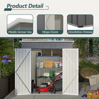 6'x4' Outdoor Metal Storage Shed for Garden Tools Lockable Door