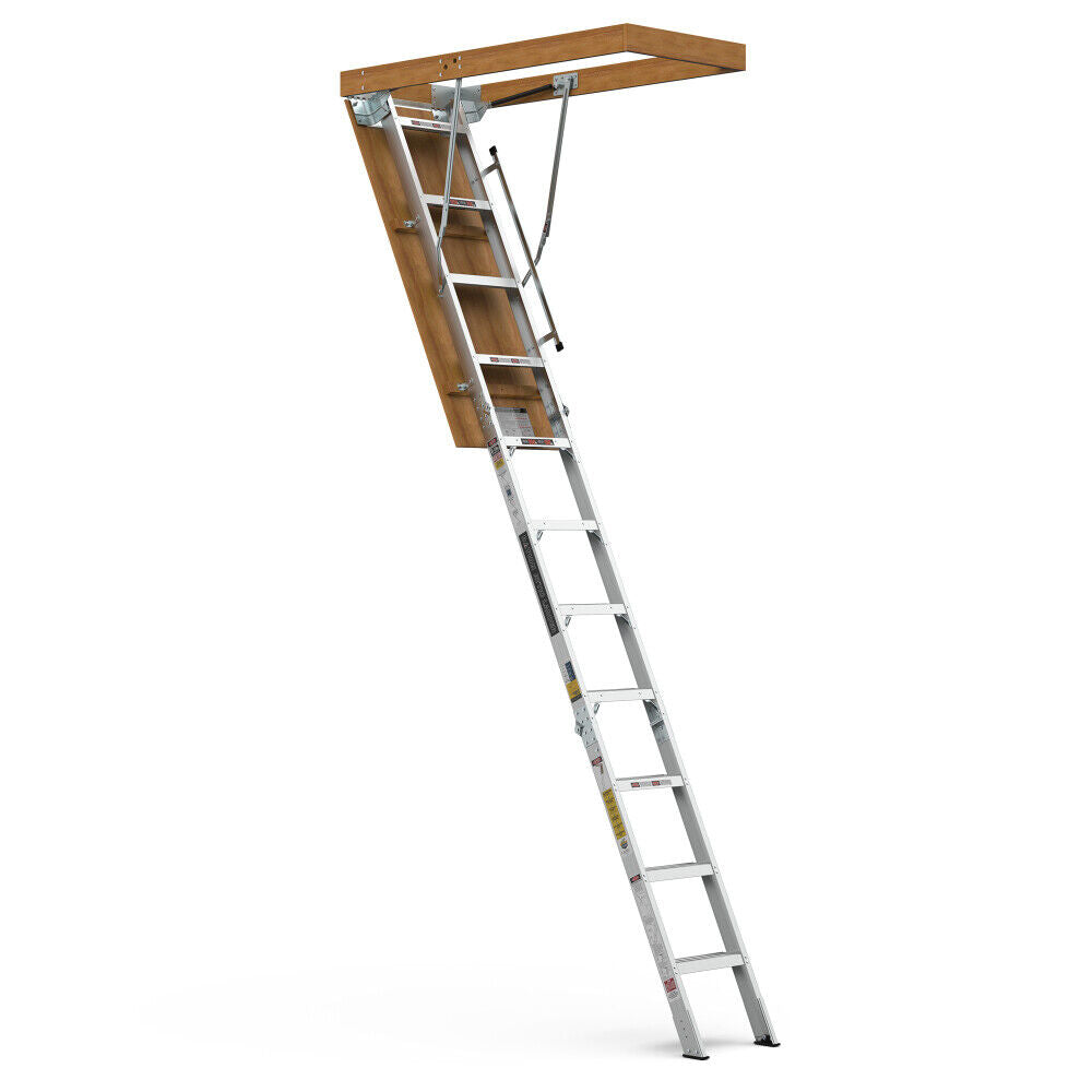 Household Aluminum Attic Ladder 25" X 54" ,350lbs Capacity, 7-10 Ft